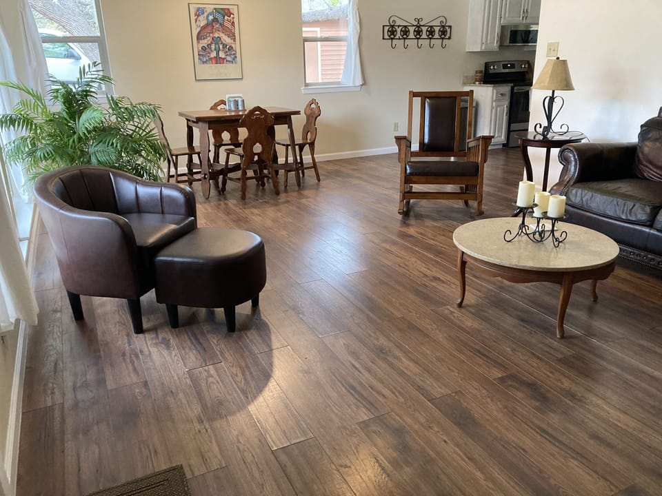 open living/dining area