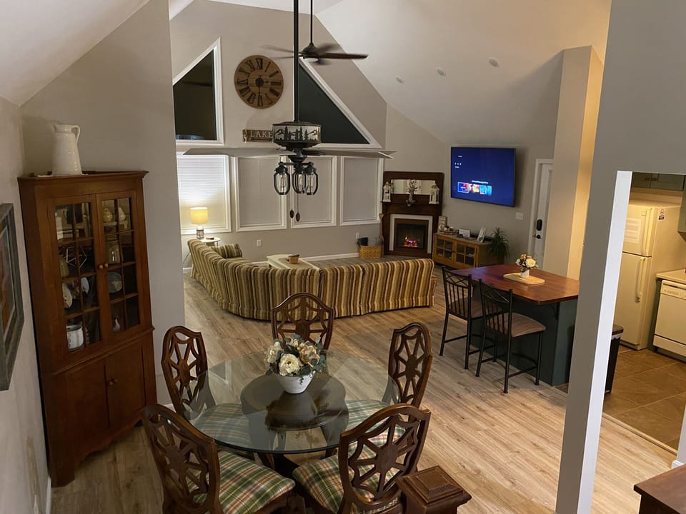 View off the steps at the dining and living rooms