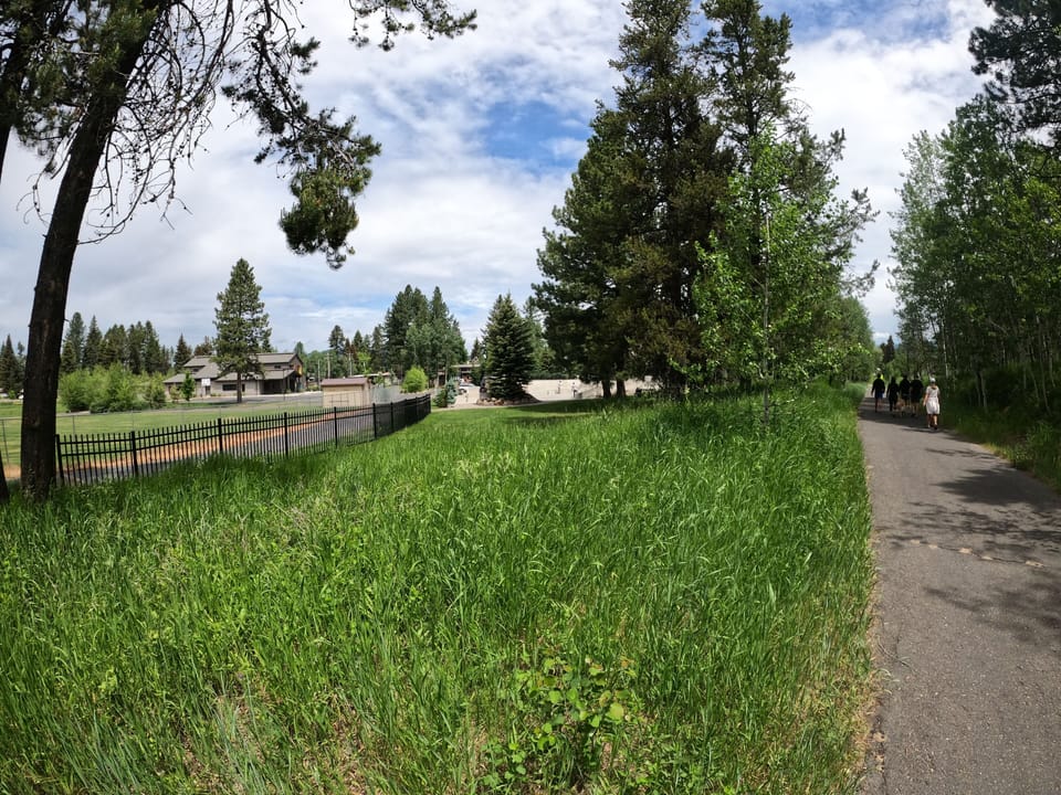 McCall walking path 100 yards from our front door to downtown, skatepark, etc