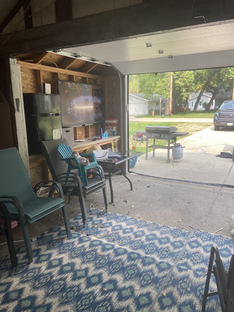 Inside the garage you will find extra chairs if needed for guests