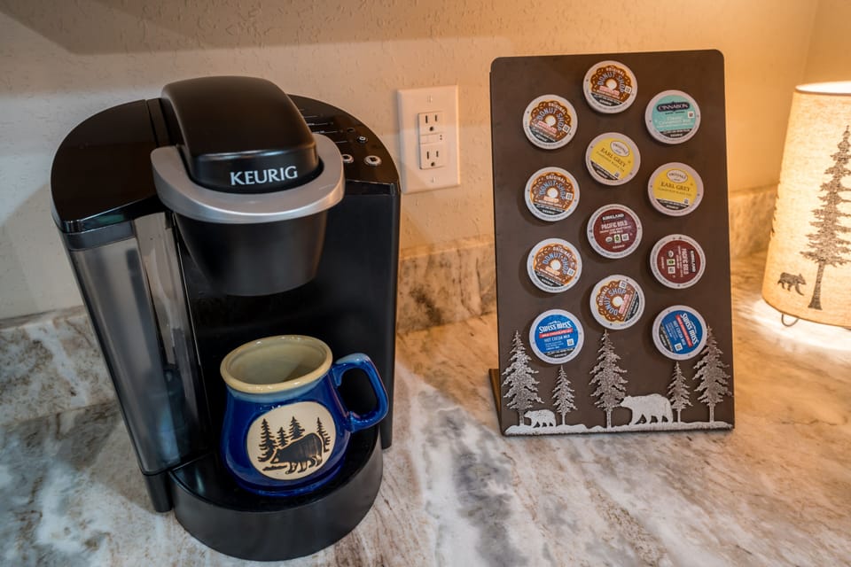 Keurig w/ starter K-Pods and we have a regular coffee maker too.