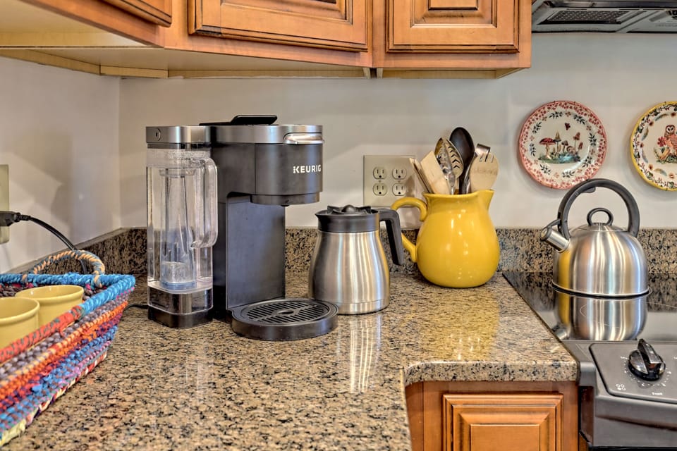 The duo coffee maker and a tea kettle for tea or hot chocolate 