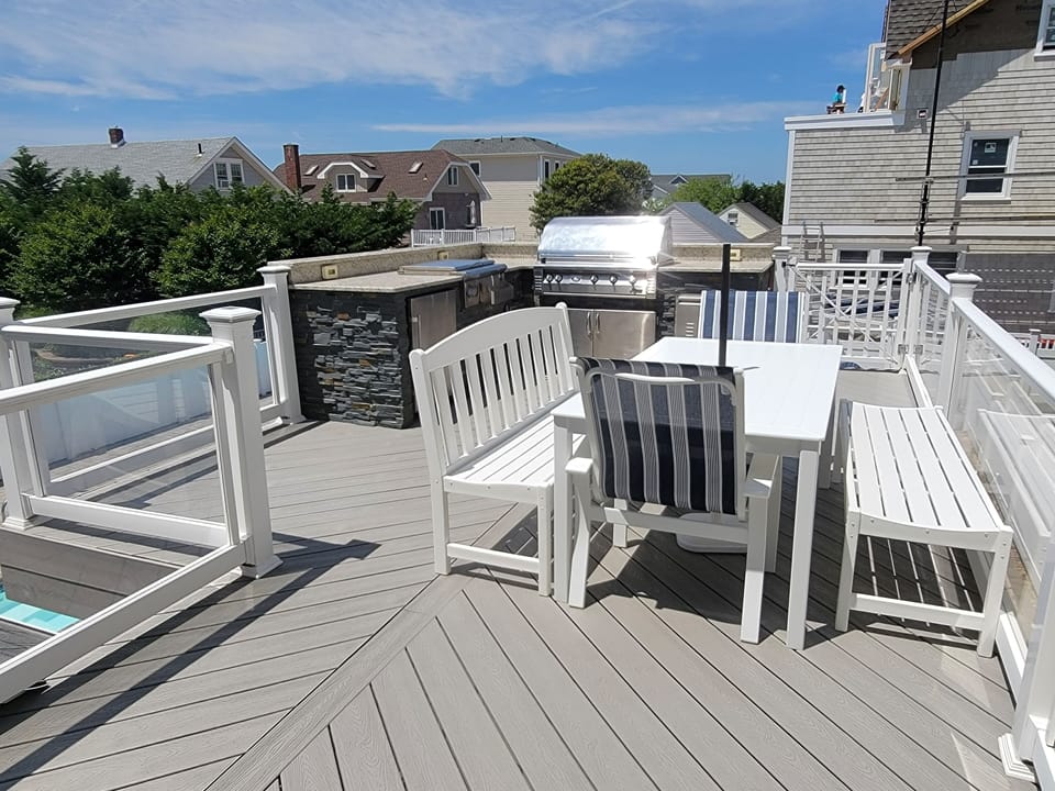 Grilling area off the kitchen with seating for 8.
