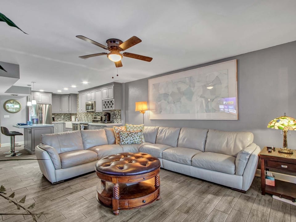 Very comfortable leather couch enough room for six people
