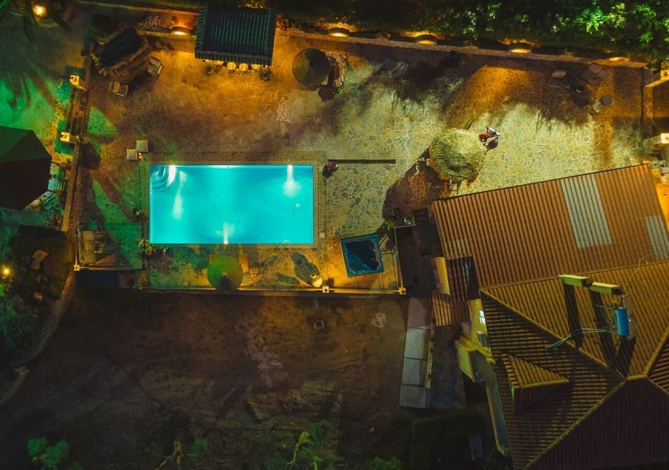 night view of the pool 