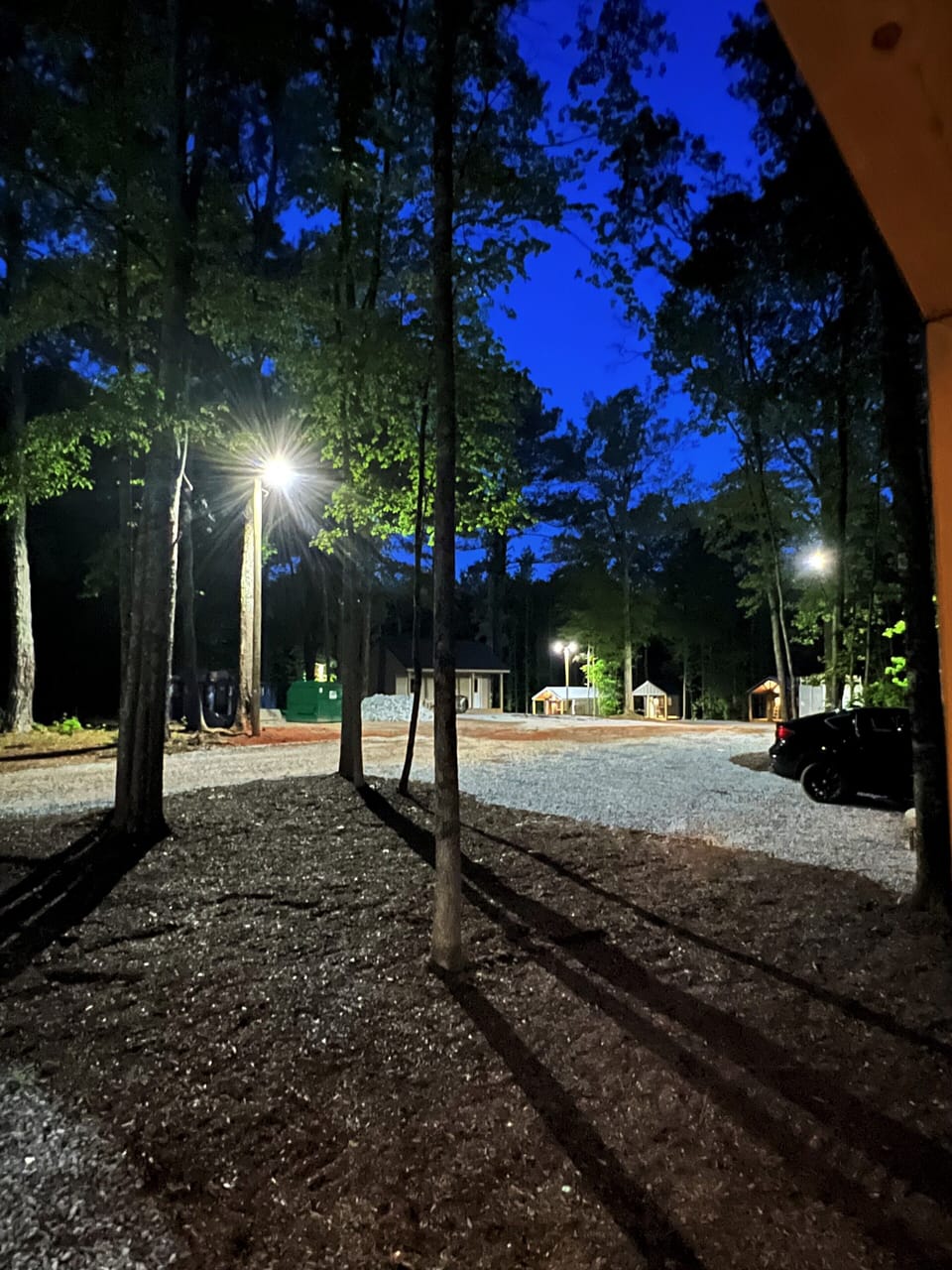 The property is beautifully lit with outdoor lighting for added safety and charm
