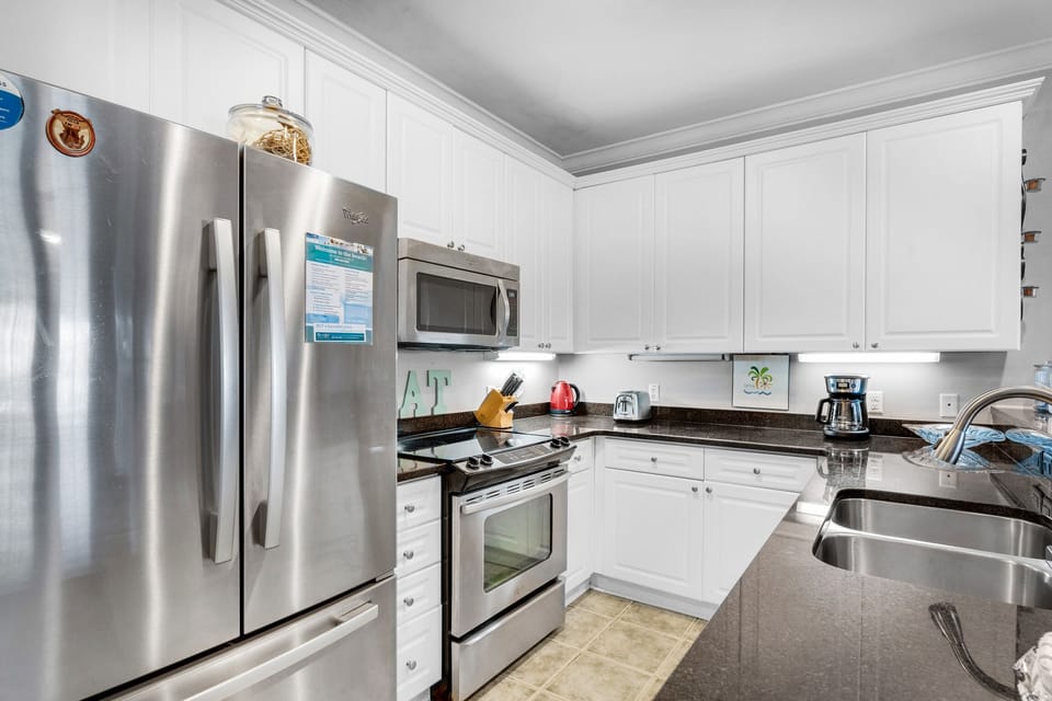 Kitchen with stainless steel appliances