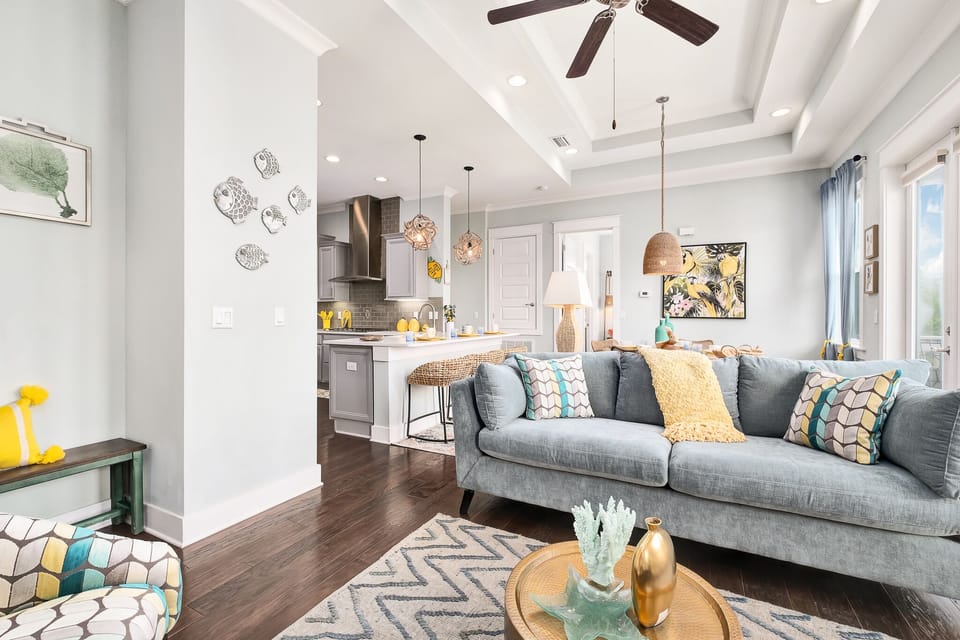 Living room to kitchen view