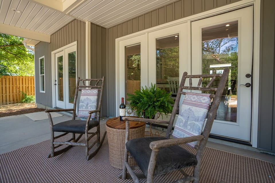 Enjoy an evening drink or morning coffee on the shady back covered porch.