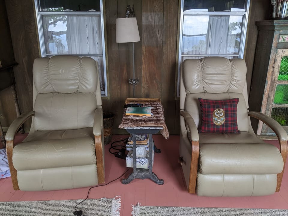Easy chairs by TV
