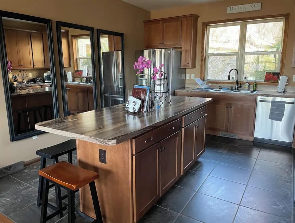 Large kitchen with island seating for 5