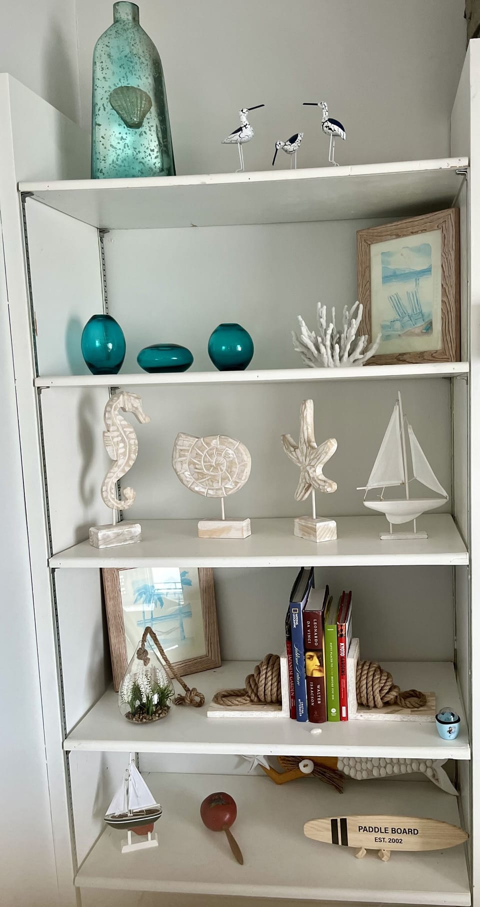 Ocean themed shelf.