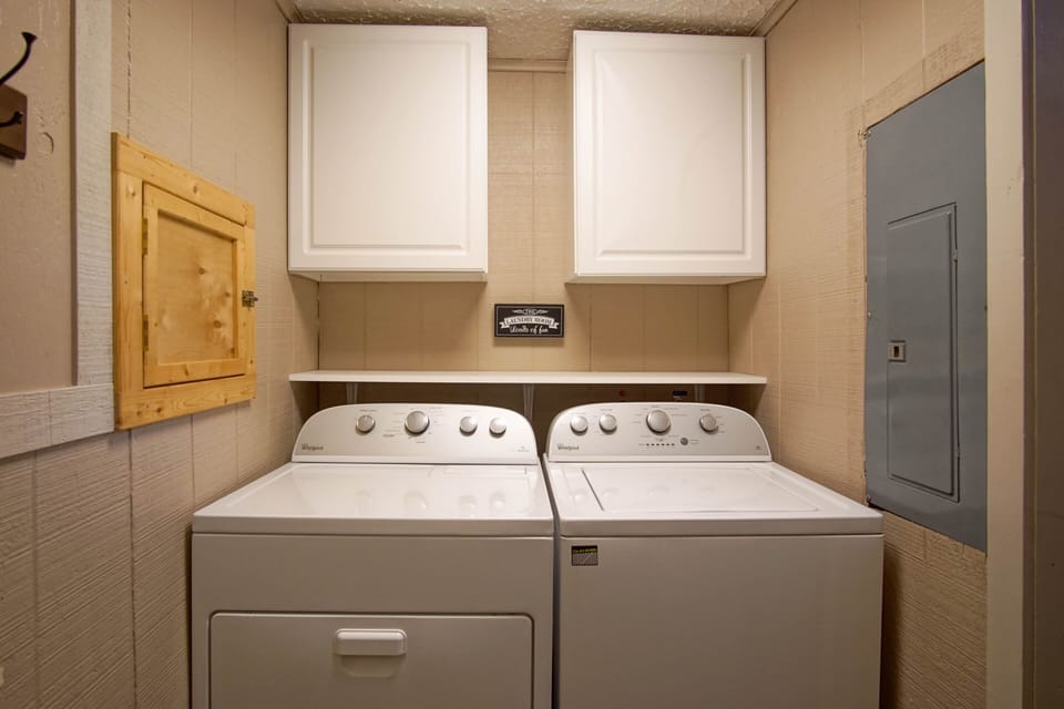The washer and dryer are located on the basement level.