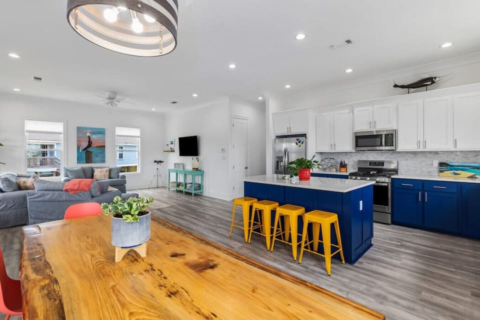 Clean and colorful living space.