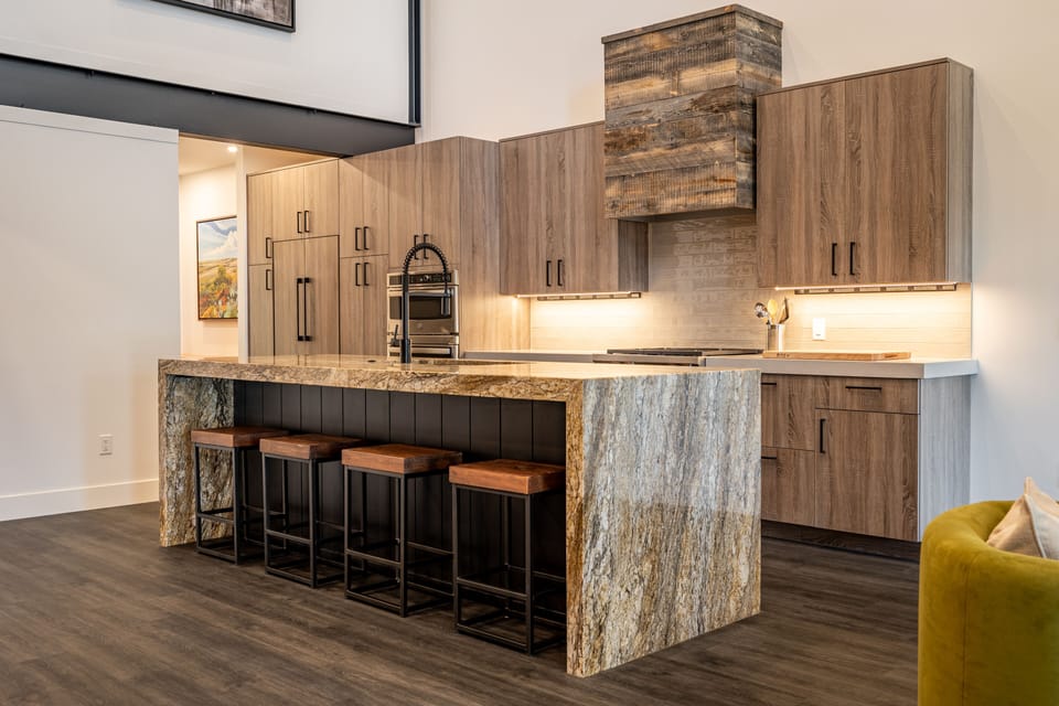 Beautiful Kitchen with custom cabinets and waterfall island