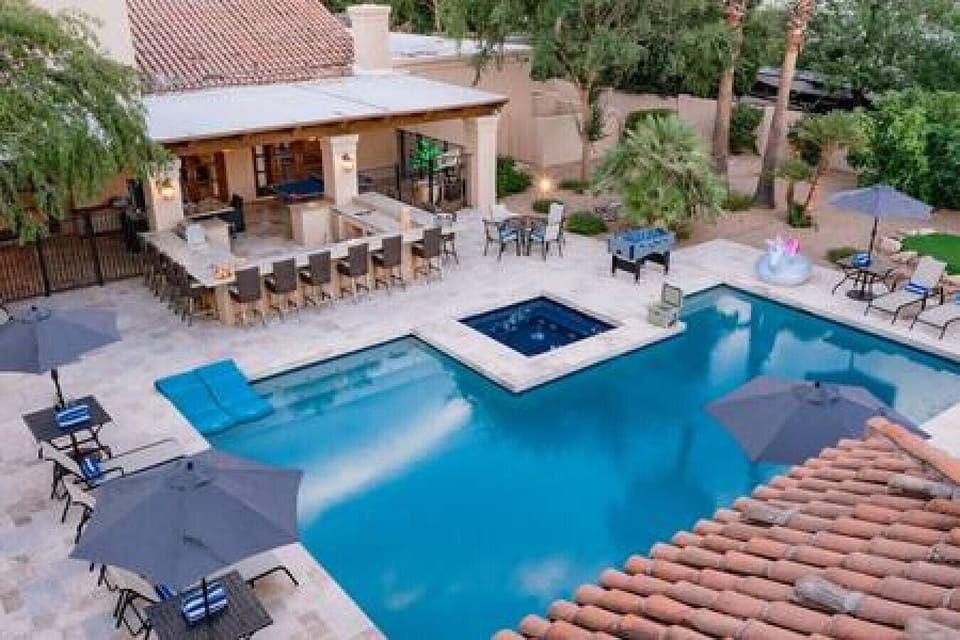 Aerial View - Heated Pool and Hot Tub