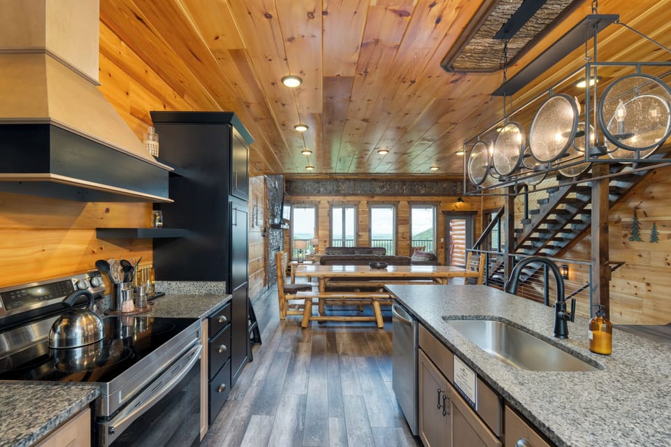 Spacious kitchen with state of the art appliances.