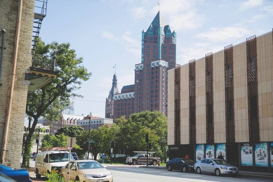 Pere Marquette Park and Riverwalk a block away