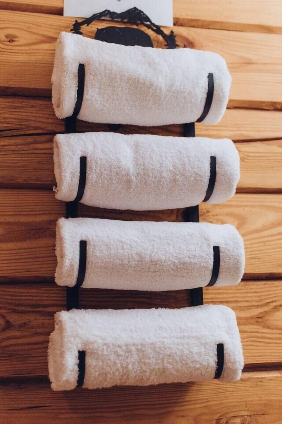 Fresh towels for the hot tub in the powder room.