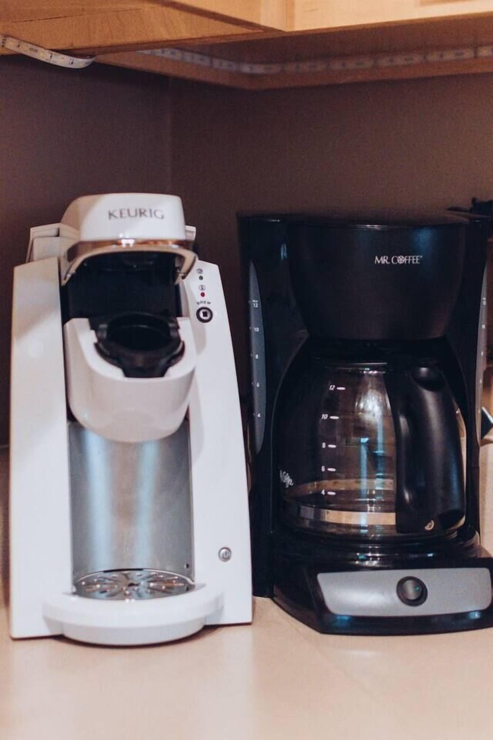 Our Keurig and classic coffee pot will ensure you are caffeinated for the day!