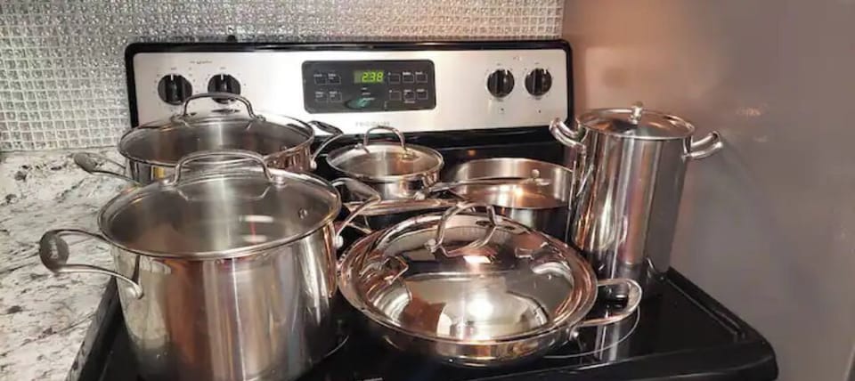 High quality stainless steel pots  ready for the time you feel like cooking 