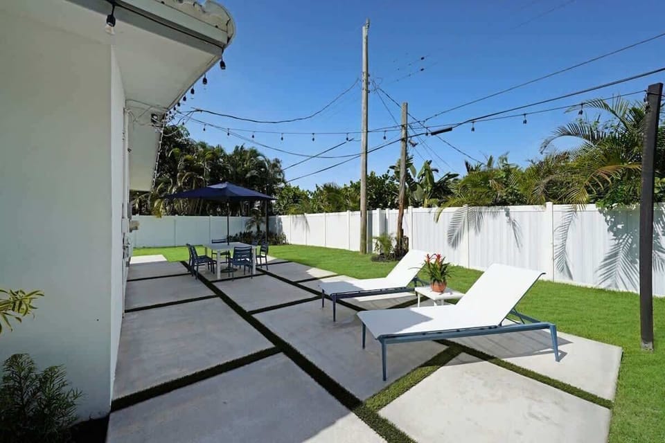 An outside lounge area.