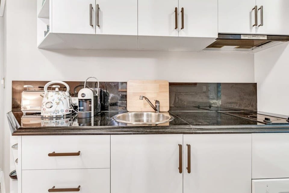 Kitchen w electric cooktop and compact dishwasher