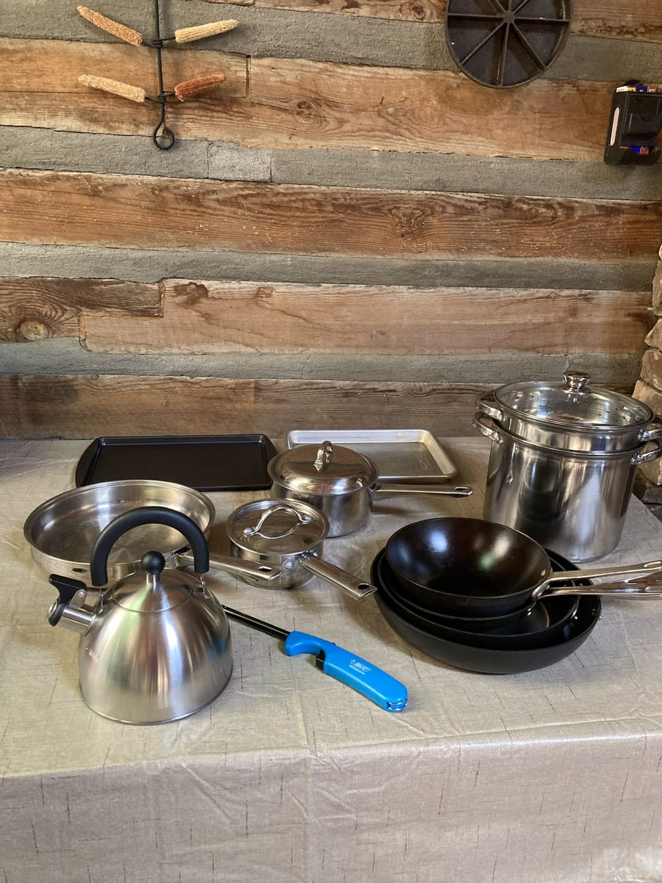 Some of the cooking supplies.