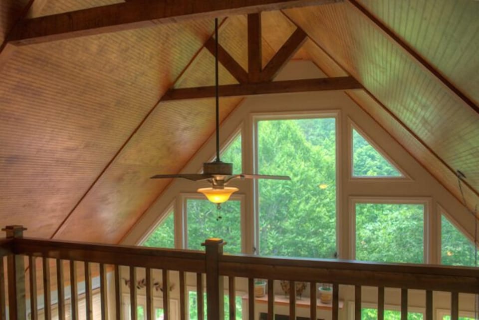 The view from on the loft looking out on all of those windows