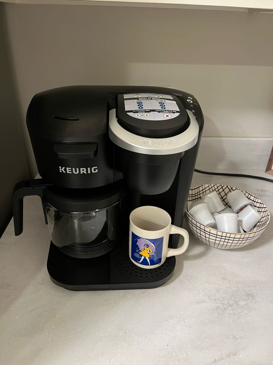 Coffee! A selection of K-cups is provided. 