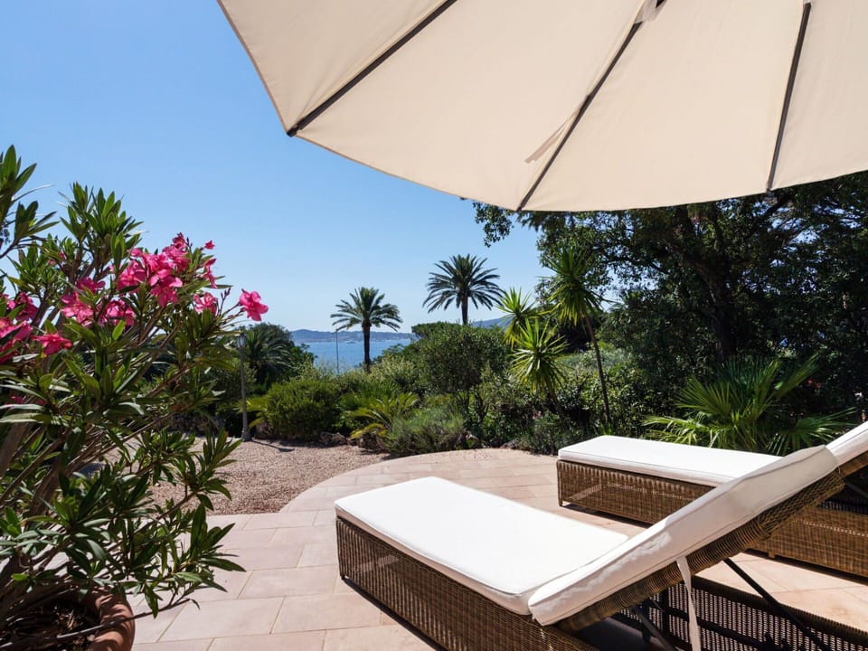 Plant, Sky, Property, Plant Community, Furniture, Umbrella, Building, Table, Nature, Flower