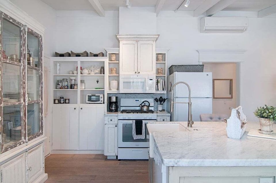 Kitchen and island view.