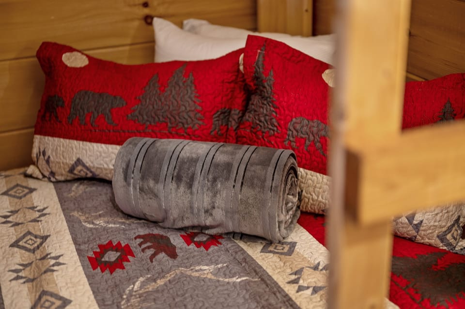 Two Full Size Bunk Beds located in Loft area, just outside the Upstairs King Suite/bedroom.
