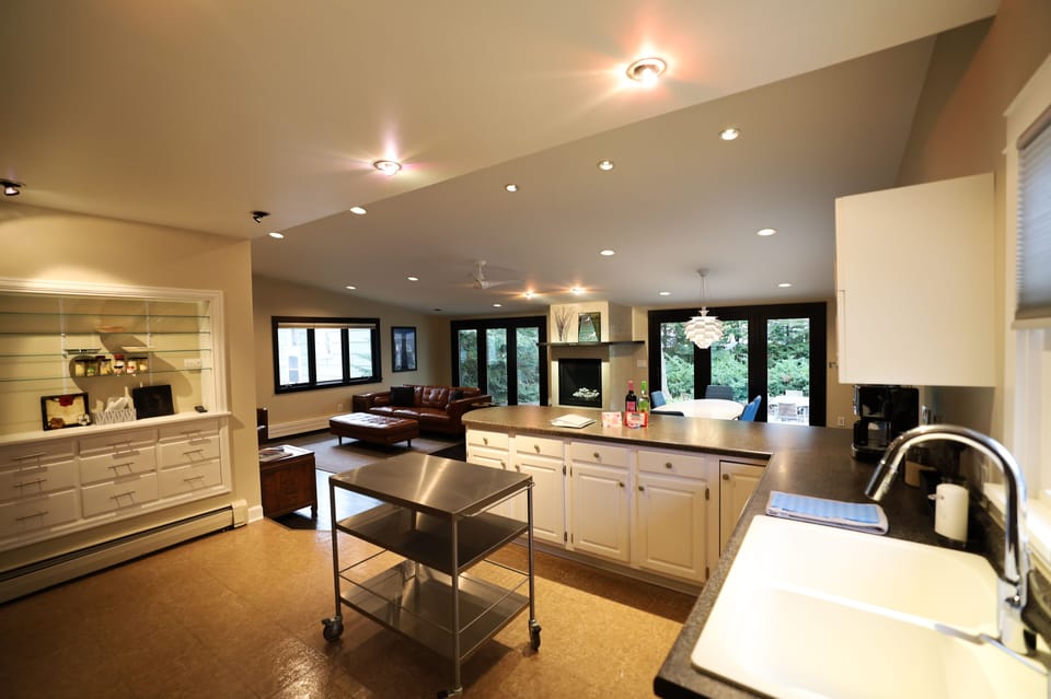 View of kitchen & living room