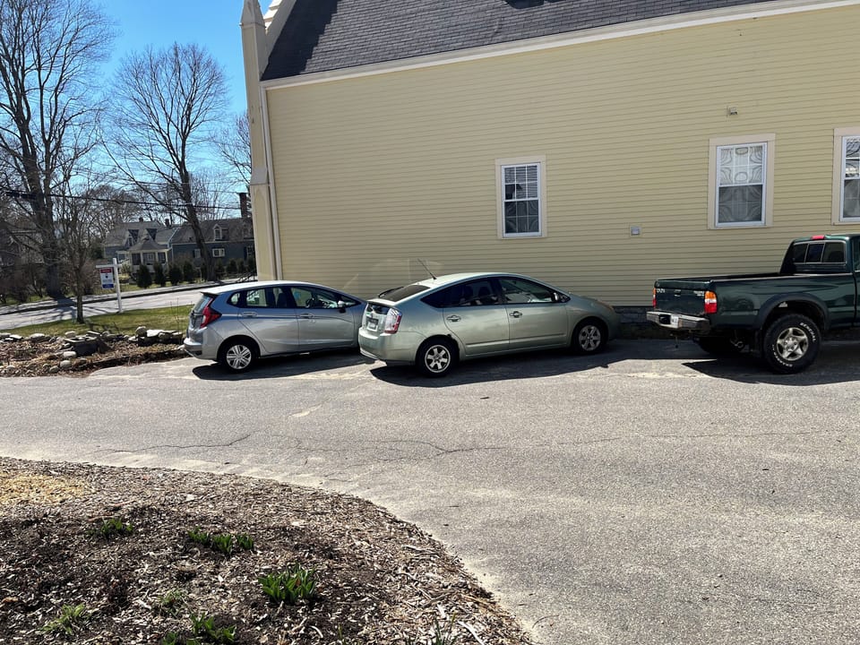 Parking is on an angle, you can back into your spot but on an angle.