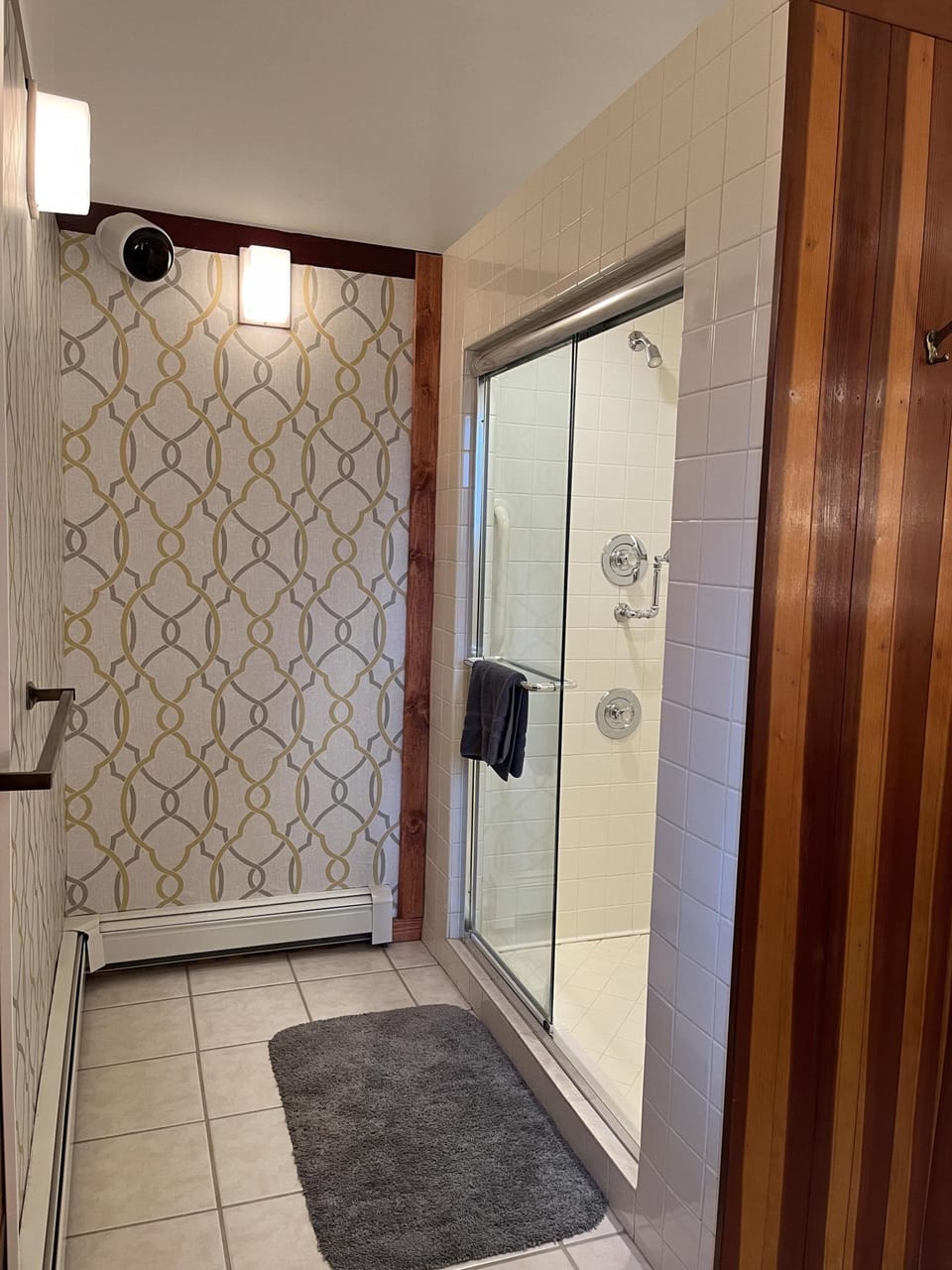 Surf Shack bathroom with double vanity and shower