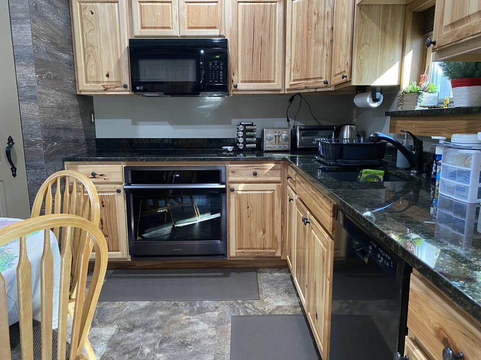 Microwave, oven, range, and dishwasher