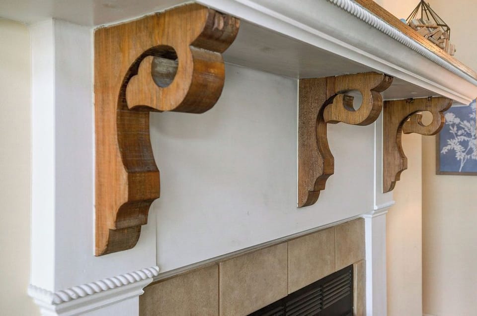 The home has countless special touches, such as these 125+ year old corbels that came out of an old church in Georgia.