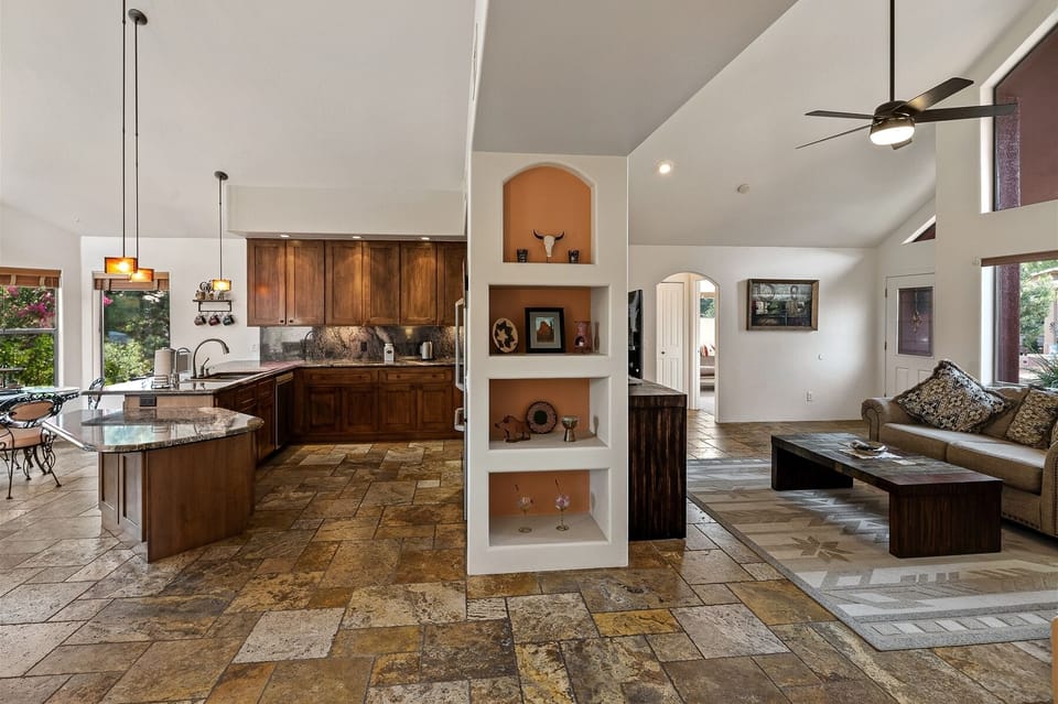 The living area extends through to the dining/kitchen area