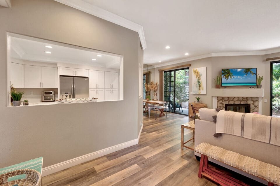 Open concept to the living room and dining room