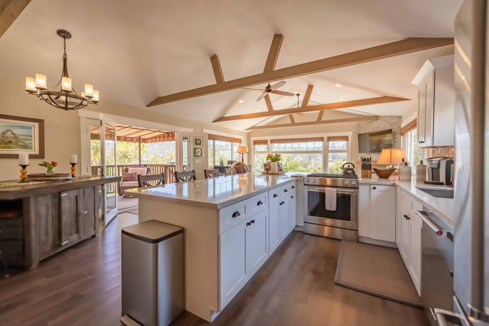 Updated kitchen with stainless steel appliances