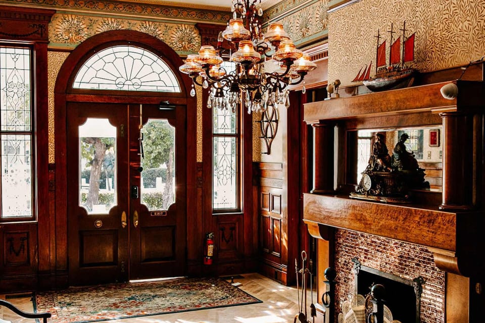 Grand foyer of the Curry Mansion. Take a look into the past as you enter the Curry Mansion with the preserved vintage dining and entertainment rooms.