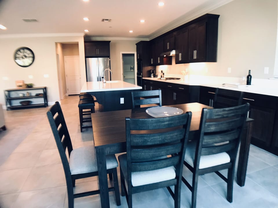 Dining table for 6 with patio access