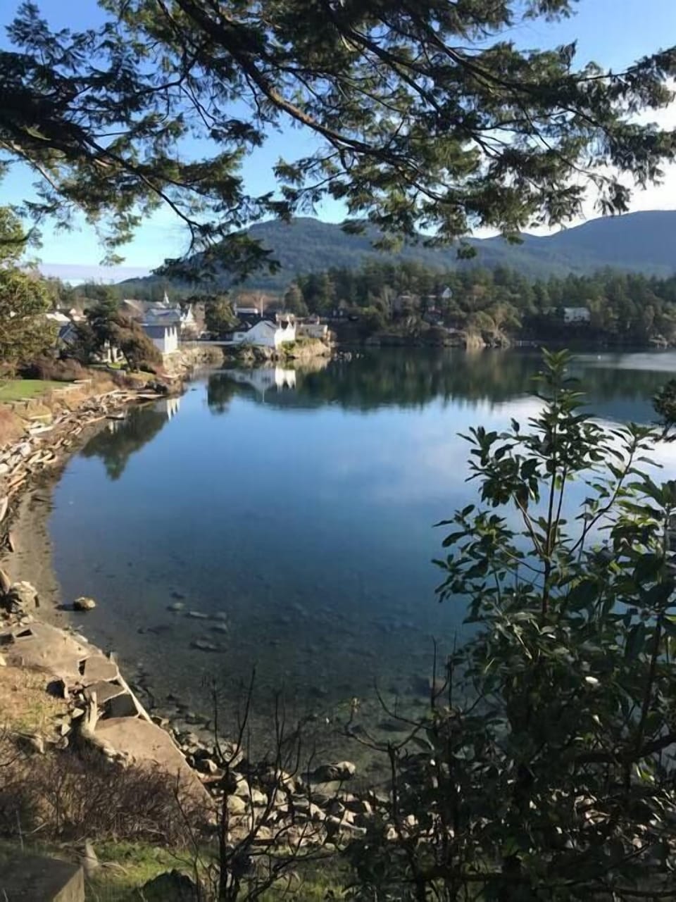Eastsound Waterfront Park. The village of Eastsound seen in the distance.