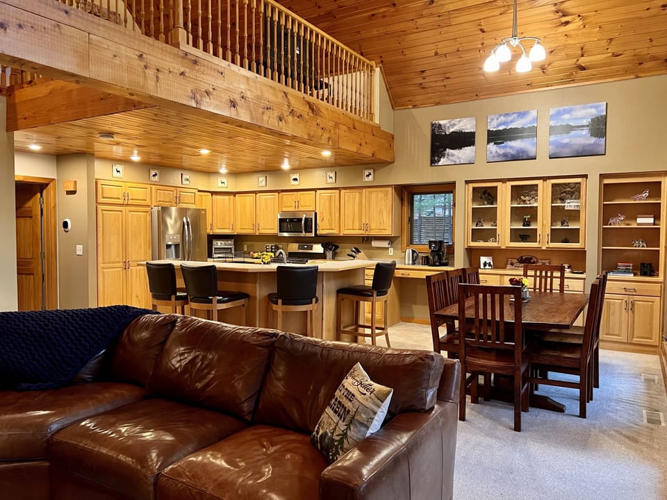 View of the open concept dining room and kitchen.
