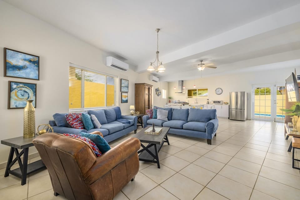 The open floor plan makes it easy to socialize with friends and family.