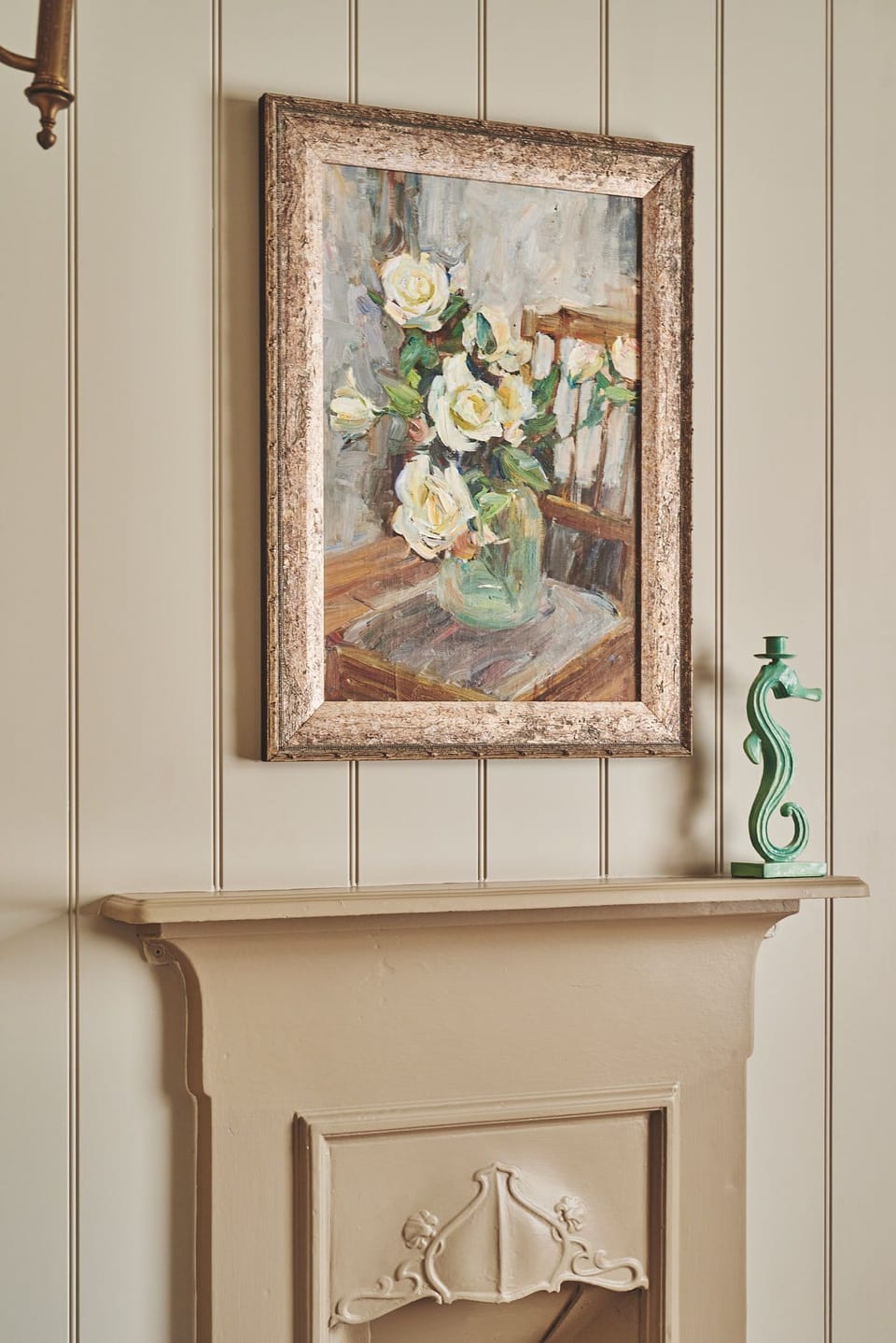 A fireplace in the bedroom at Harold House, Isle of Wight