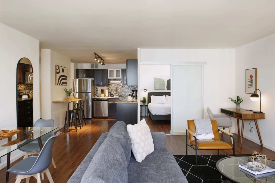 Open kitchen and living room space