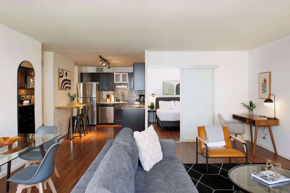 Open kitchen and living room space