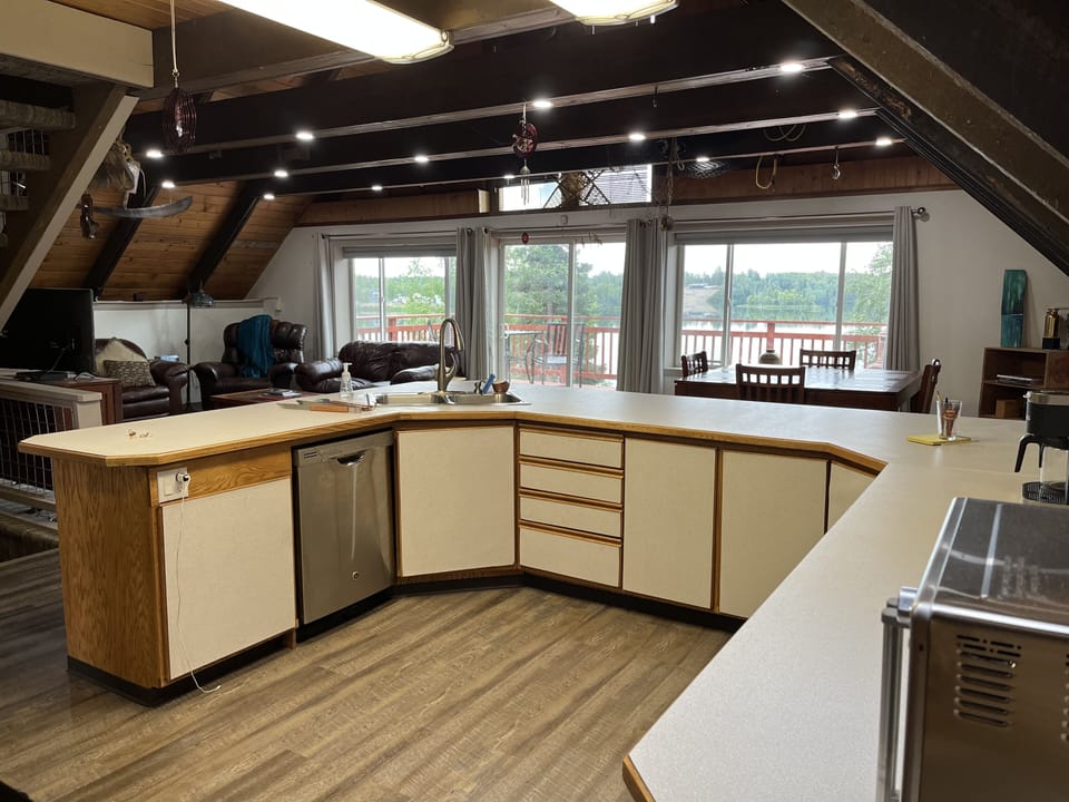 I’m the kitchen looking at the living room and dining room.
